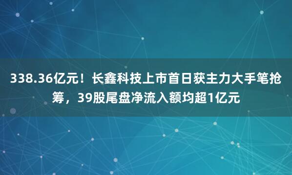 338.36亿元！长鑫科技上市首日获主力大手笔抢筹，39股尾盘净流入额均超1亿元