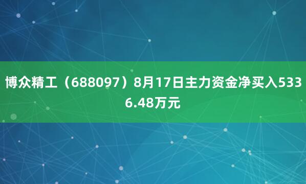 博众精工（688097）8月17日主力资金净买入5336.48万元