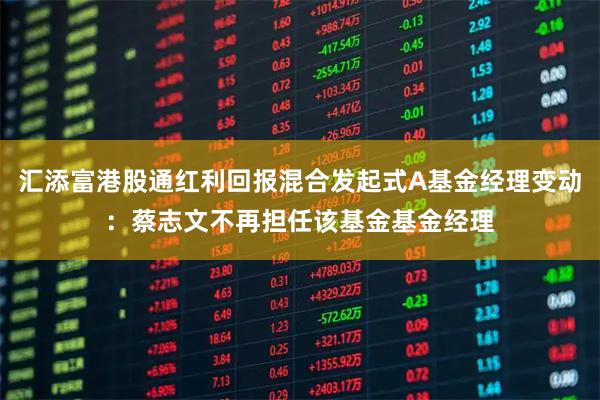 汇添富港股通红利回报混合发起式A基金经理变动：蔡志文不再担任该基金基金经理